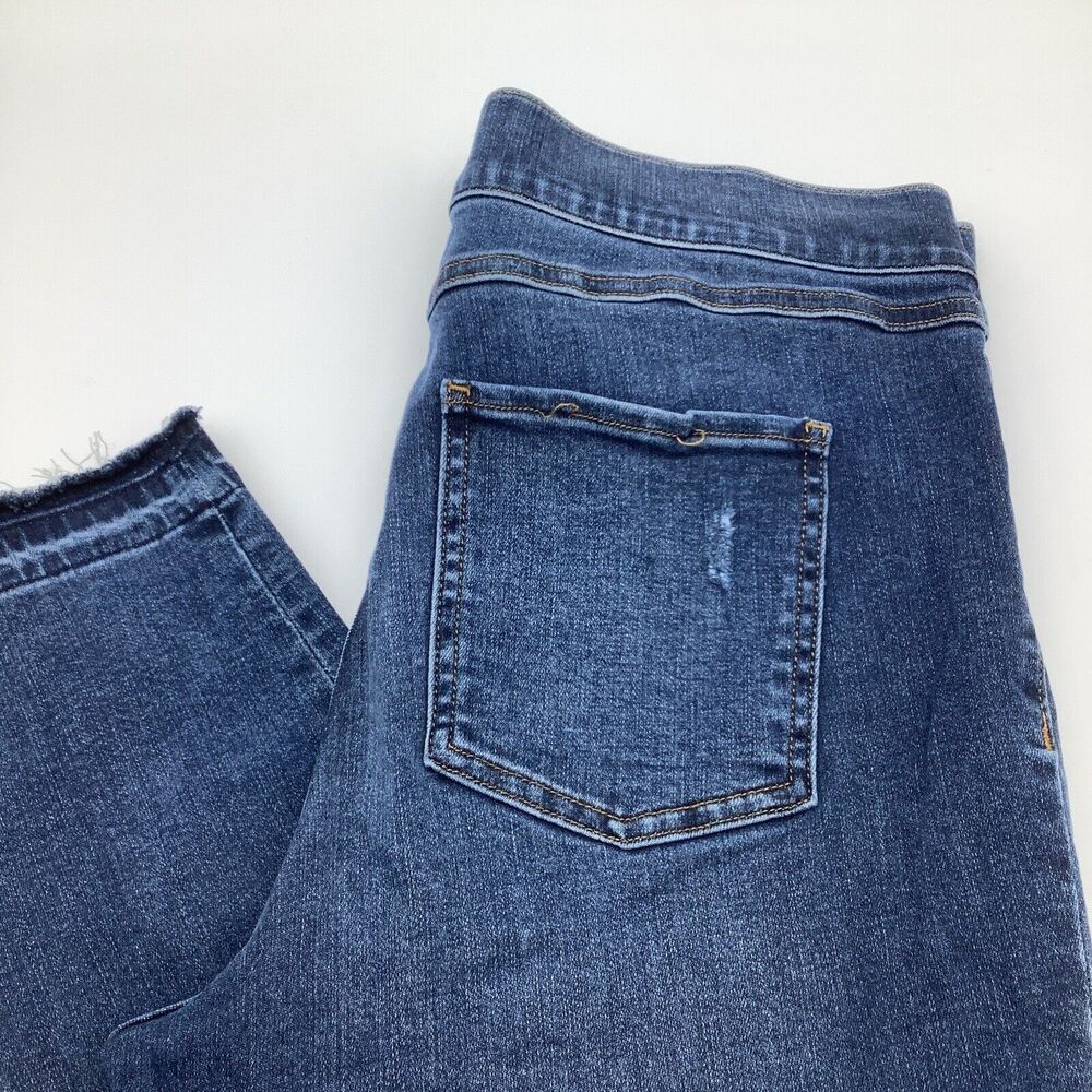 Spanx Womens Pull On Raw Hem Jeans Blue‎ Size XL